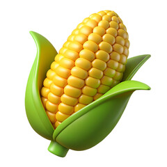 3d rendered cute illustration corn image isolated on a white background for cutting out. concept - summer, healthy, fresh, diet, food