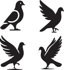 Silhouette of Flying Doves - Adobe Stock Vector Illustration