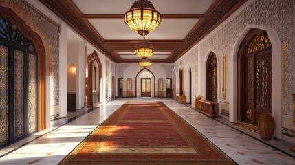 Obraz premium a picture of the hall's interior in the traditional design.