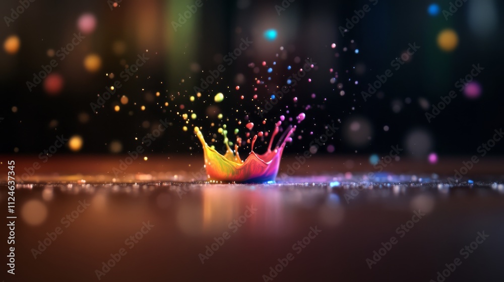 Aufkleber rainbow paint splashes mid-air create a striking visual effect, showcasing energy and creativity wit