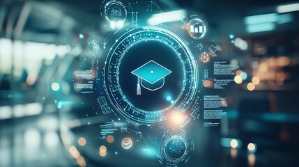 Obraz premium Digital Future with Interconnected Nodes and Lines Representing Data Flow