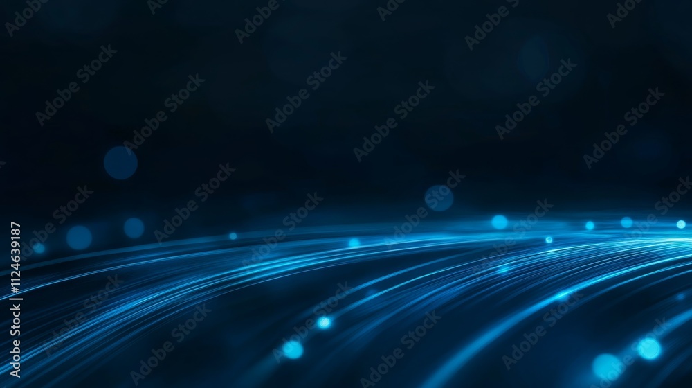 Fototapete A glowing cloud computing icon is featured in a medium close-up view, surrounded by vibrant data streams in blue hues against a dark backdrop, creating a tech atmosphere