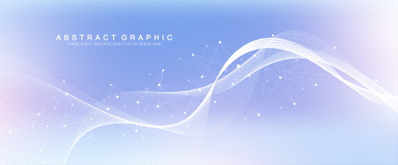 Abstract tech network connection dots. Digital technology and big data analysis background. White background with plexus lines. Geometric background with abstract mesh
