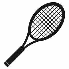 Black Silhouette Vector Art of a Stennis Racket