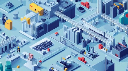 Obraz premium Isometric Illustration Of A Modern Automated Factory