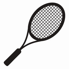 Black Silhouette Vector Art of a Stennis Racket