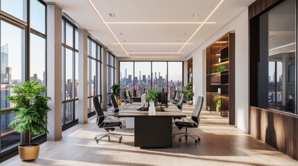 Urban Retreat: A Contemporary Workspace with Panoramic Views