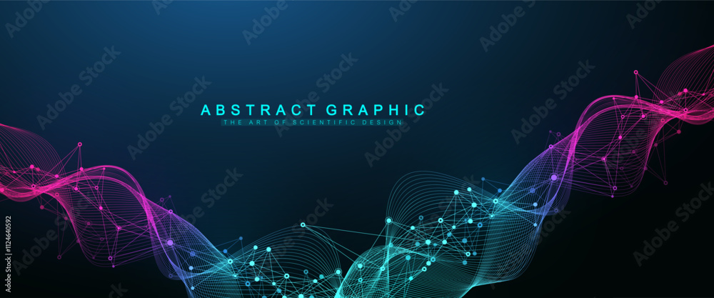 Fototapete Abstract tech network connection dots. Digital technology and big data analysis background. White background with plexus lines. Geometric background with abstract mesh