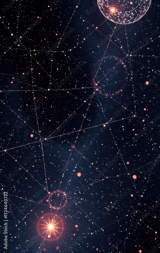 Canvas Prints celestial network illuminated stars and planets