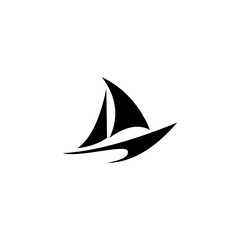 Sailing Vessel Icon: Minimalist black sailboat silhouette, nautical symbol, marine logo design. Perfect for travel, adventure, and nautical themed projects.	
