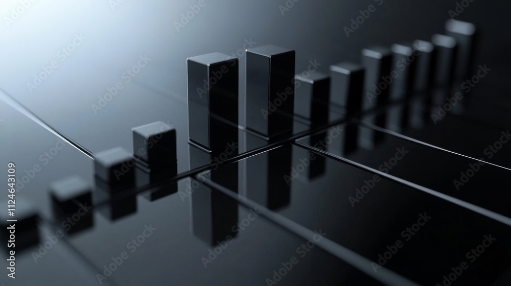 Leinwandbilder modern data visualization with black bar graph on reflective surface