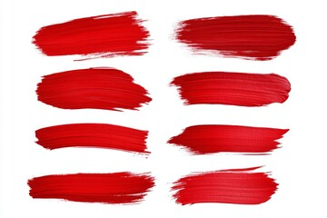 A set of red brush strokes on a white background