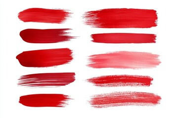 A set of red brush strokes on a white background