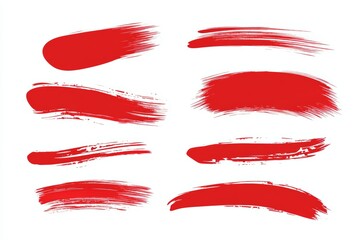 A set of red brush strokes on a white background