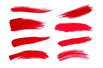 A set of red brush strokes on a white background