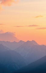 Fototapeta premium Serene Sunset Over Majestic Mountain Ranges