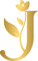 Naklejka premium Golden Floral letter J