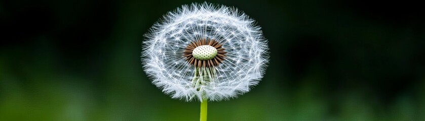 Obraz premium A dandelion in close-up, its seeds appearing like delicate, floating planets