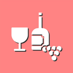 Wine Glass and Grapes Vector Icon