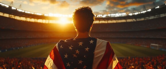 Patriotic Fan at Sunset Stadium
