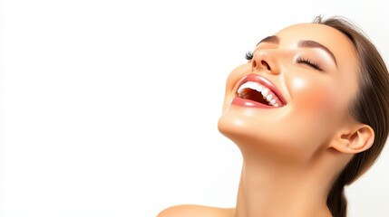 Obraz premium Radiant Woman Healthy Smile Beautiful Skin Happy Expression