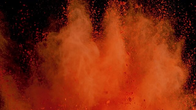 Super Slow Motion Shot of Orange Color Powder Explosion at 1000fps.