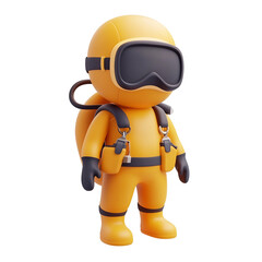 3D Cartoon Diver Character in Minimalist Underwater
