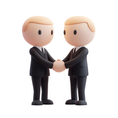 Fototapeta premium 3D Cartoon of Two Formal Handshaking Figures in Business Agreement