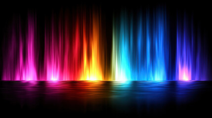 Vibrant digital abstract background with colorful light streaks reflecting on water. vivid hues create mesmerizing visual effect, perfect for artistic projects