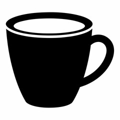Black Silhouette Vector Illustration of a Coffee Cup