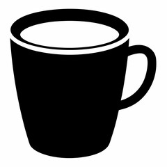 Black Silhouette Vector Illustration of a Coffee Cup