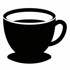 Black Silhouette Vector Illustration of a Coffee Cup