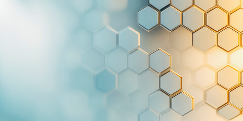 Geometric honeycomb background with metallic hexagons for modern design