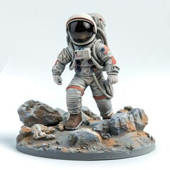 Naklejka premium Astronaut figure explores mysterious location.