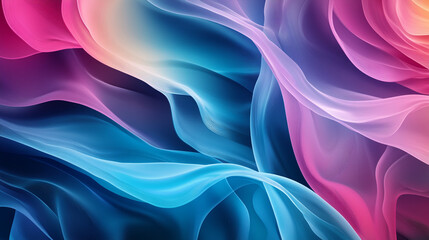 Fototapeta premium Colorful fabric waves create a dreamy abstract pattern in soft pastel hues of blue and pink