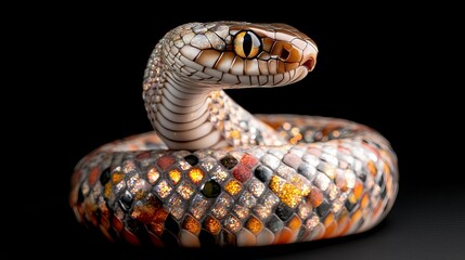Obraz premium A snake whose scales resemble shimmering gemstones, blending danger with beauty