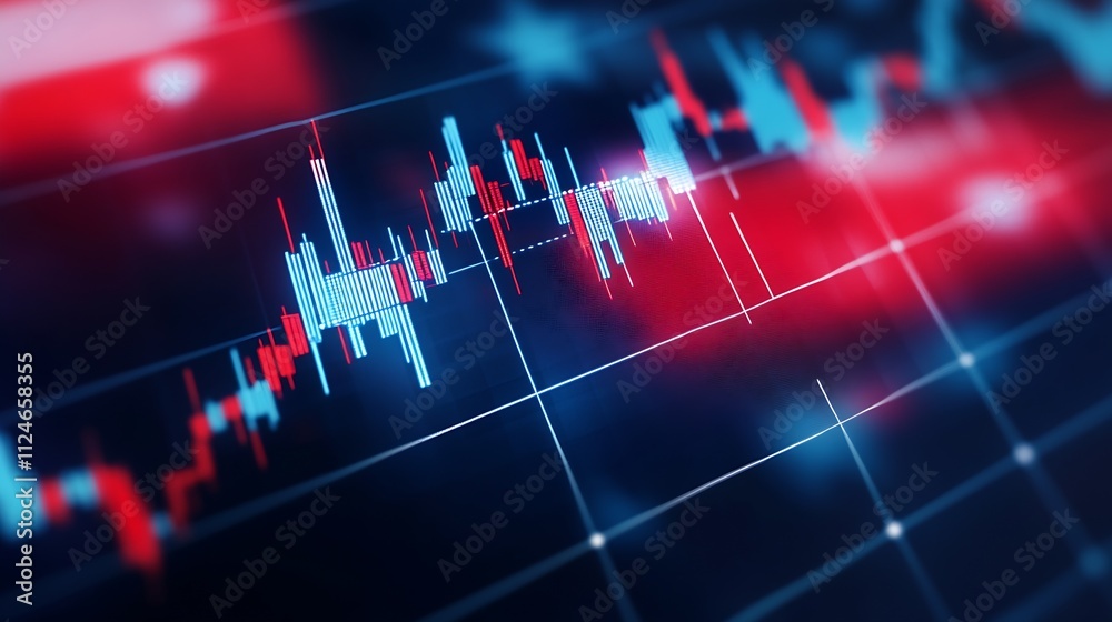 Fototapete dynamic stock market data visualization in red and blue for financial insights : generative ai