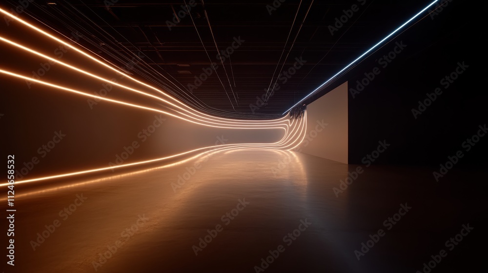 Aufkleber A captivating abstract tunnel features glowing blue and white laser lines converging toward a bright center, enhancing the sense of depth and movement