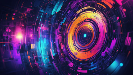 Fototapeta premium Abstract swirl line pattern with futuristic energy and digital technology concept