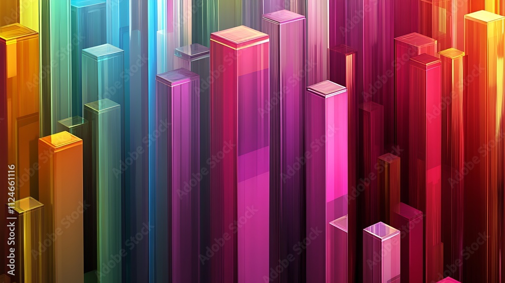 Aufkleber colorful abstract 3d cityscape with vibrant vertical blocks : generative ai