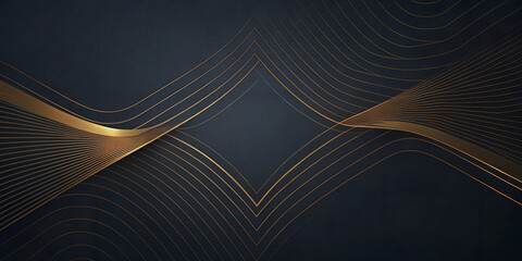 Elegant abstract wallpaper design featuring golden lines against a dark backdrop for modern interiors