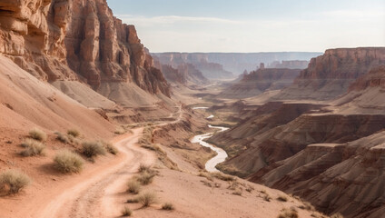 Fototapeta premium Dusty Trail Through Canyon