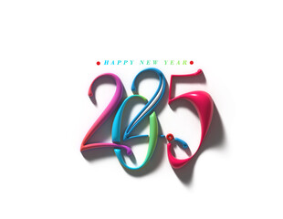 2025 Happy New Year Text Typography Design Transparent PNG.