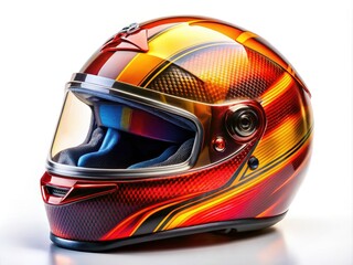 Fototapeta premium Modern Motorcycle Helmet Macro Photography - Closeup Detail White Background