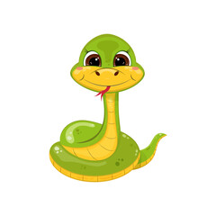Print. Snake. Cute Snake. Images. Illustration. Reptile. Cartoon. Green. Symbol. Wild. Cobra. Nature. Art. Design.  Isolated.