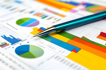 Colorful Charts and Pen: Business Illustration