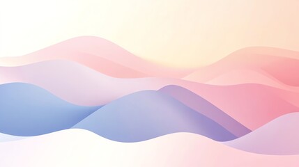 Abstract digital art depicting a series of soft, pastel colored hills, blending from a pale blue at the bottom to a peachy pink at the top.
