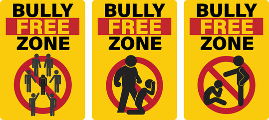 Isolated pictogram do not bully, no bullying zone, for school and children label safety sign 