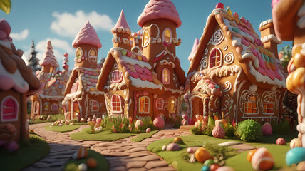 Obraz premium The Enchanted Gingerbread Wonderland