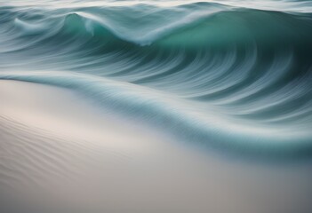 Fototapeta premium Abstract flowing waves in soft shades of blue, green, and white, blending seamlessly with smooth gradients and gentle curves. This calming visual represents mindfulness, and serenity.